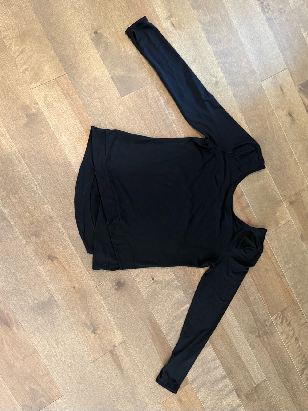 Zella XL Black Open Back Long Sleeve Workout Top Yoga Athleisure Thumbholes